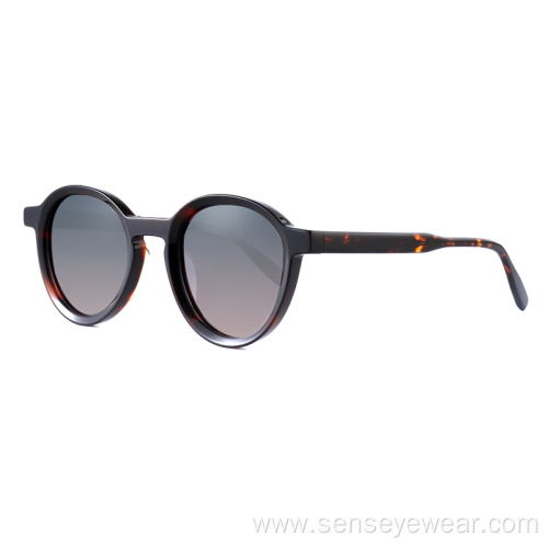 Women Vintage Round Polarized Shades Acetate Sunglasses